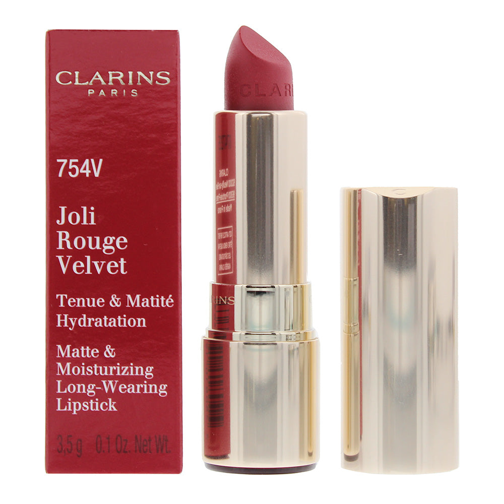 Clarins Joli Rouge Velvet Matte & Moisturizing Long-Wearing 754V Deep Red Lipstick 3.5g