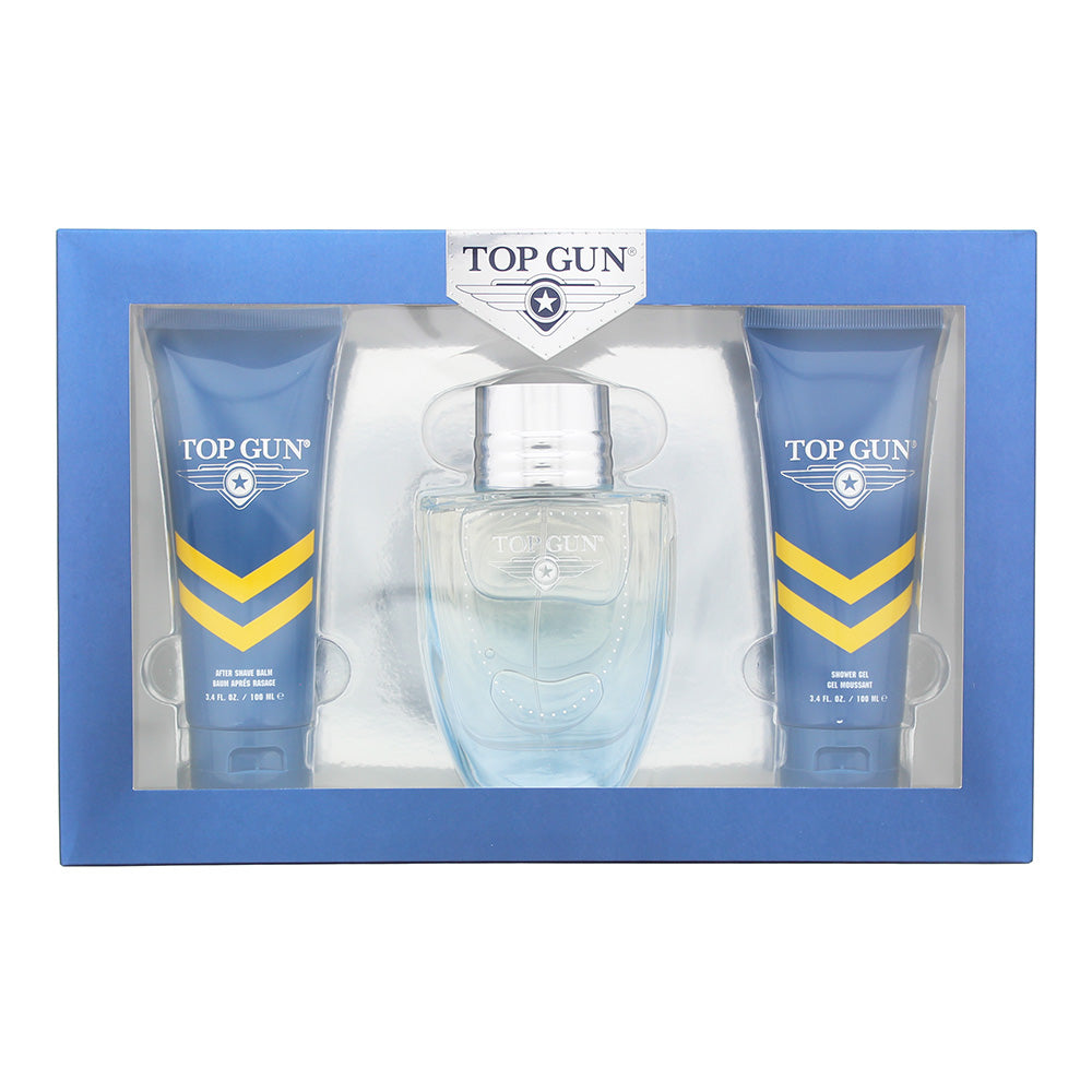 Top Gun Rivet 3 Piece Gift Set: Eau de Toilette 100ml - Hair Body Wash 100ml -