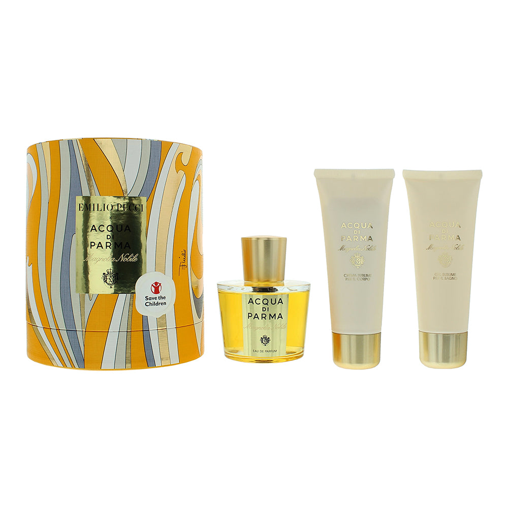 Acqua Di Parma x Emilio Pucci Magnolia Nobile 3 Piece Gift Set: Eau de Parfum 100ml - Bath & Shower Gel 75ml - Body Cream 50g