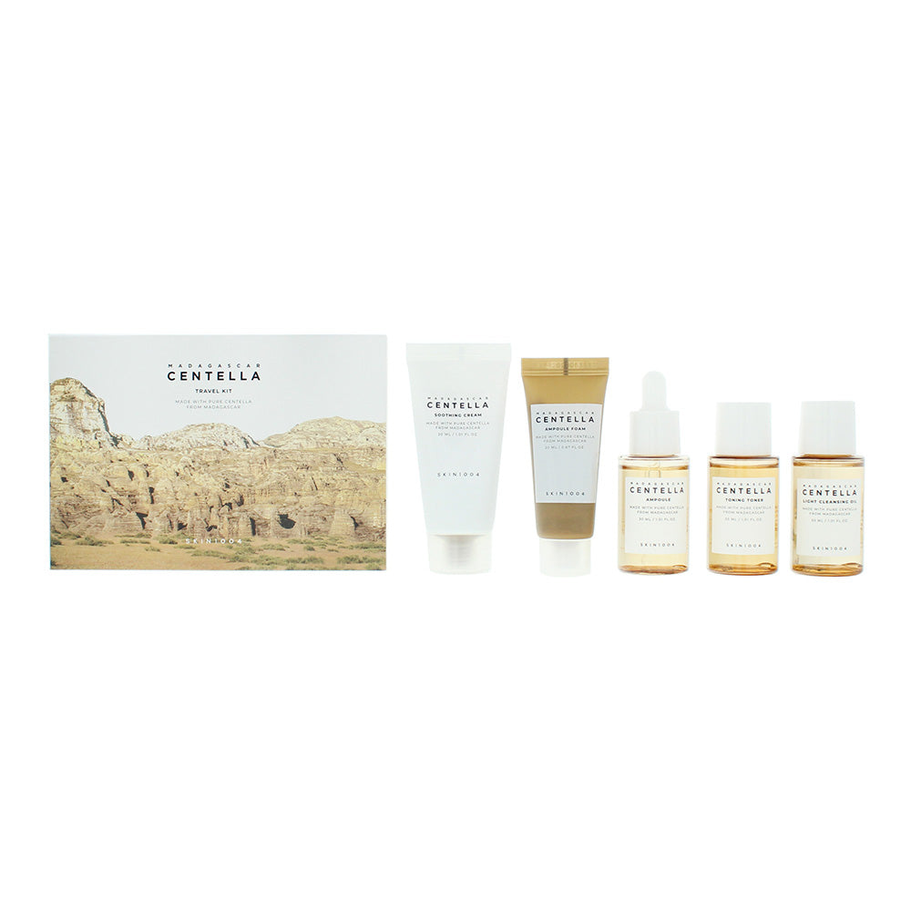 Skin1004 Madagascar Centella 5 Piece Gift Set: Cleansing Oil 30ml - Foam Cleanser 20ml - Toner 30ml - Ampoule 30ml - Soothing Cream 30ml