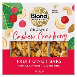 Biona Biona Organic Cashew Cranberry Fruit and Nut Bars 75g