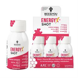 Bee and You Energy-X Royal Jelly Red Ginseng Propolis Raw Honey Shots. 50ml