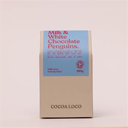 Cocoa Loco Cocoa Loco Organic White & Milk Chocolate Penguins 110g
