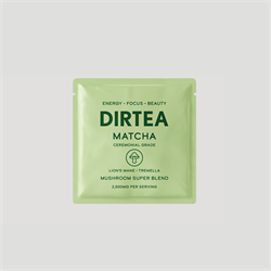 Dirtea Mushroom Matcha. 1 single sachet serving.
ENERGY FOCUS & SKIN