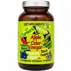 Dietapplements Apple Cider Vinegar with Blueberry Bilberry botanicals 120 caps