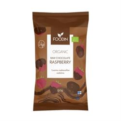 Foodin Organic Raw Chocolate Coated Raspberry 50g