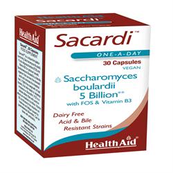 HealthAid Sacardi (Saccharomyces boulardii) 5billion +Vit B3+FOS 30 Vegica