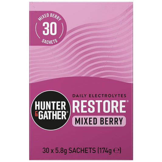 Hunter and Gather FREE Restore: Mixed Berries Electrolyte Sachets 30 per pack