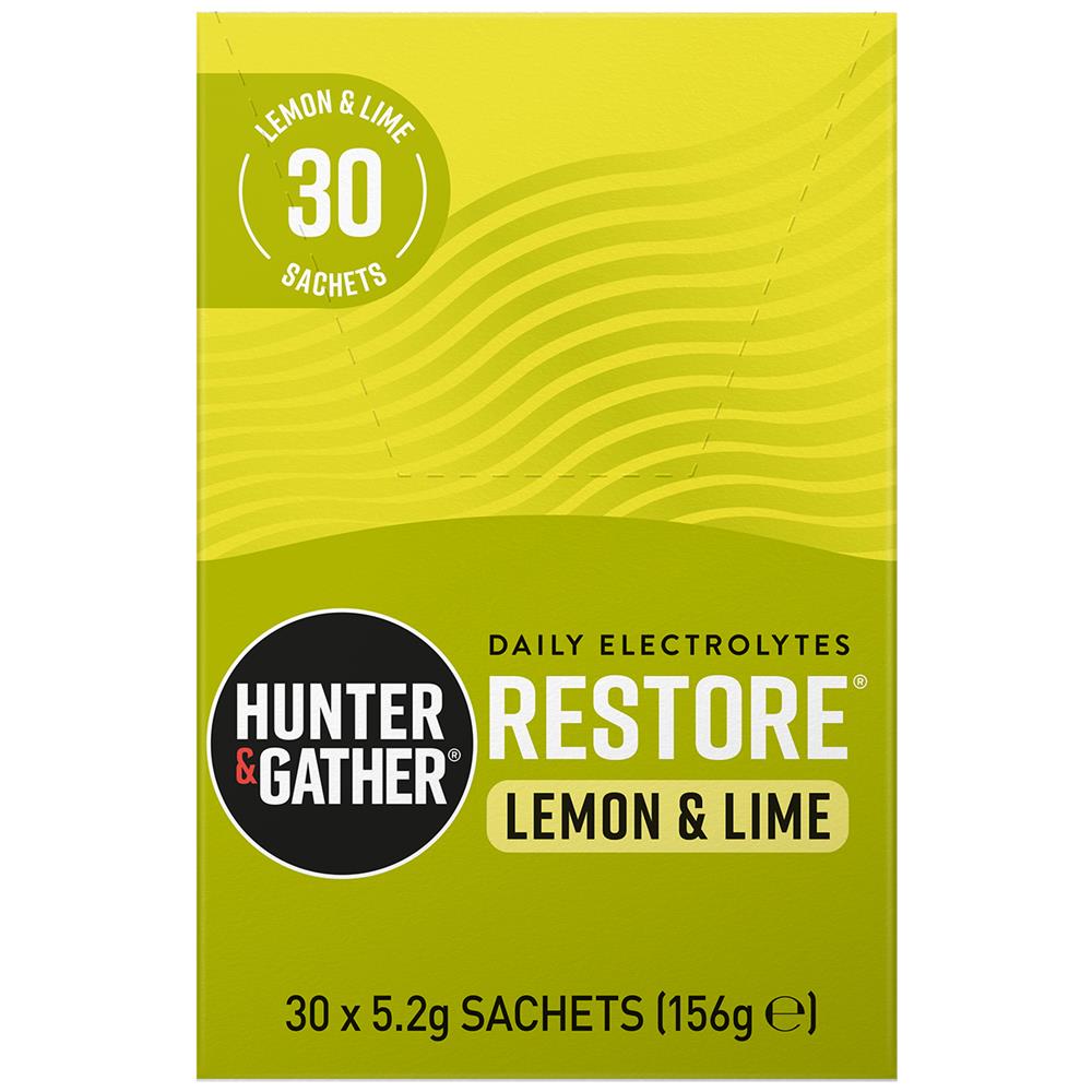 Hunter and Gather FREE Restore: Lemon & Lime Electrolyte Sachets 30 per pack