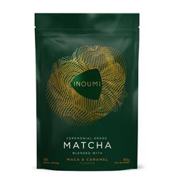INOUMI Japanese matcha with maca & caramel. No added sugar. 50g pouch.