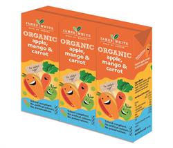 James White Organic Apple Mango & Carrot Juice Drink 3 x 200ml Multi pack