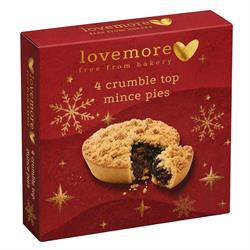 Lovemore Foods Lovemore Gluten Free 4 Crumble Top Mince Pies 230g