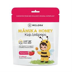 Melora Melora Manuka Honey Kids Strawberry Lollipops with Vit C 12 pops