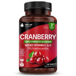 New Leaf Products Cranberry Tablets + Vitamin C & D 30000mg 120 tablets