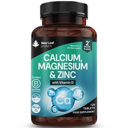 New Leaf Products Calcium Magnesium Zinc & Vitamin D 120 Vegetarian Tablets