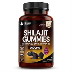 New Leaf Products Shilajit + Zinc & Vitamin B6 3000mg 60 Vegan Berry Gummies