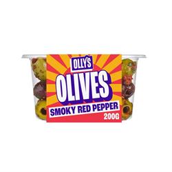 Ollys Snacks (Chilled) Ollys Olives - Smoky Red Pepper Olives 200g