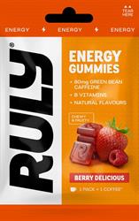 Ruly Berry Energy Gummies 80mg Natural Caffeine Guarana B Vits. 42g