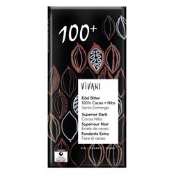 Vivani Dark 100+ Chocolate with Cocoa Nibs Vegan Organic 80g