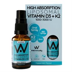 Well Actually Vitamin D3 (2000IU's) + K2 (100mcg) - Liposomal Spray - Pep