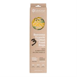 Wax Wrap Beeswax Org Cotton Food Bags 3 Bags
