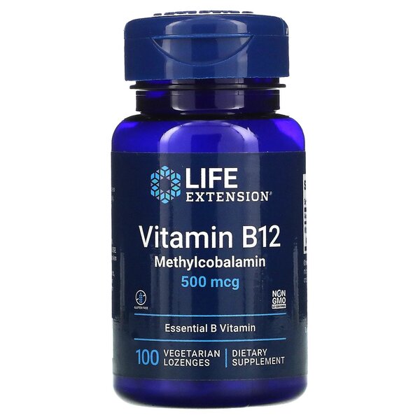 Life Extension: Vitamin B12 Methylcobalamin, 500mcg - 100 vegetarian lozenges