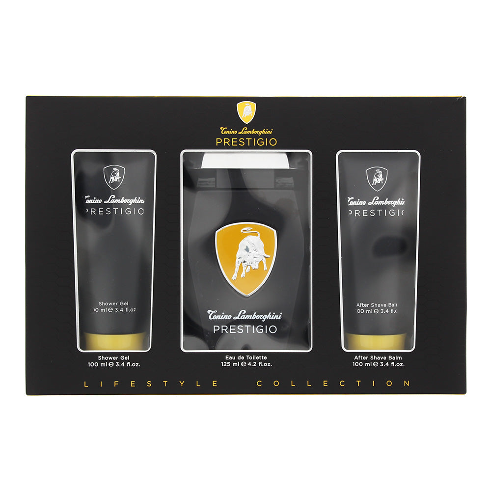 Tonino Lamborghini Prestigio 3 Piece Gift Set: Eau de Toilette 125ml - Shower Gel 100ml - Aftershave Balm 100ml