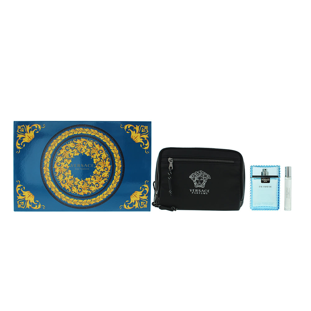 Versace Man Eau Fraiche 3 Piece Gift Set: Eau de Toilette 100ml - Eau de Toilette 10ml - Bag