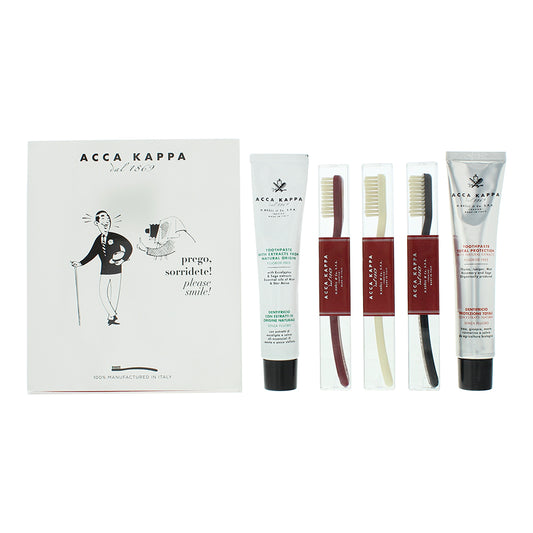 Acca Kappa 5 Piece Gift Set: Toothpaste 2 x 100ml - Toothbrush x 3