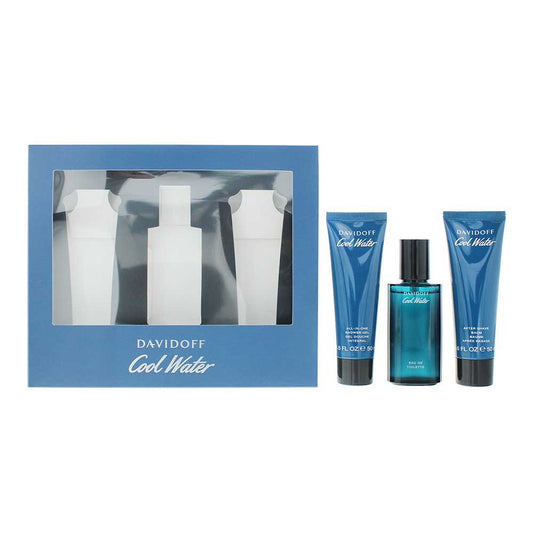 Davidoff Cool Water 3 Piece Gift Set: Eau De Toilette 40ml - Shower Gel 50ml - Aftershave Balm 50ml