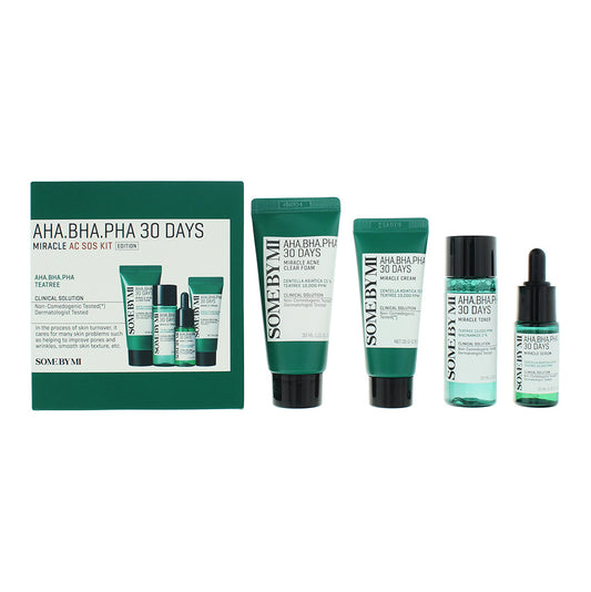 Some By Mi 30 days AHA, BHA, PHA Miracle Acne Sos Kit 4 Piece Gift Set: Cleansing Foam 30ml -
