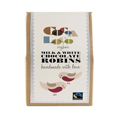 Cocoa Loco Organic Milk & White Chocolate Robins 100g