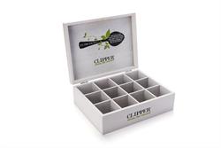 Clipper Wooden 12 Compartment Branded Chest - Tea/Coffee Not Included