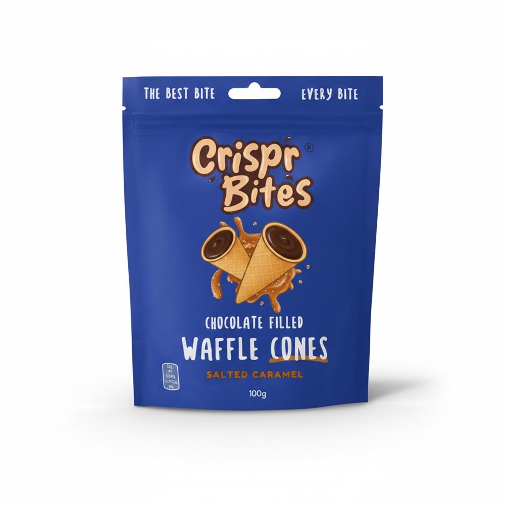 Crispr Bites Crispr Bites Salted Caramel Chocolate-Filled Mini Cones 100g
