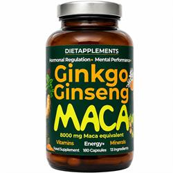 Dietapplements Maca Ginseng Ginkgo with Vitamins & Minerals. 180 capsules.