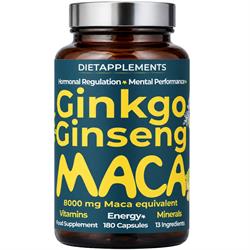Dietapplements Maca Ginseng Ginkgo with Vitamins & Minerals. 180 capsules.