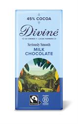 Divine Chocolate Fairtrade High Cocoa 45% Milk Chocolate Bar 90g