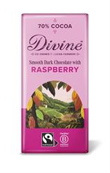 Divine Chocolate Vegan Dark Chocolate with Raspberries 90g