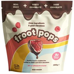 Froot Pops Froot Pops Frozen Raspberries in White & Dark Chocolate 200g