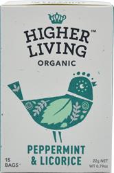 Higher Living Peppermint & Licorice Organic Herbal Infusion - 15 Bags