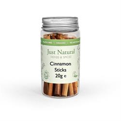 Just Natural Herbs Organic Ceylon Cinnamon Sticks (Glass Jar) 20g