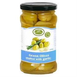 Korvel Korvel Greek Garlic Stuffed Olives Super Colossal 290g