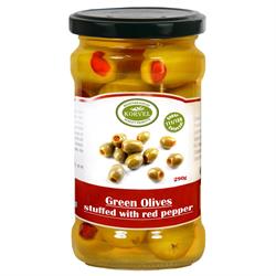 Korvel Korvel Greek Red Pepper Stuffed Olives Super Colossal 290g
