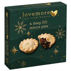 Lovemore Foods Lovemore 4 Wheat Gluten & Milk Free Deep Fill Mince Pies 270g