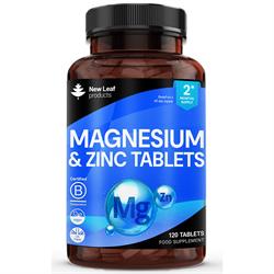 New Leaf Products Magnesium & Zinc 516mg Elemental 160mg Recyclable Bottle