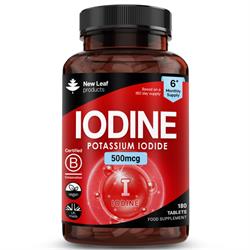 New Leaf Products Iodine Tablets - 500ug Potassium Iodide 180 Vegan Tablet