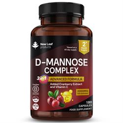 New Leaf Products D-Mannose With Cranberry and Vitamin C 180 Capsules