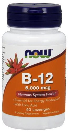 NOW Foods: Vitamin B-12 with Folic Acid, 5000mcg - 60 lozenges