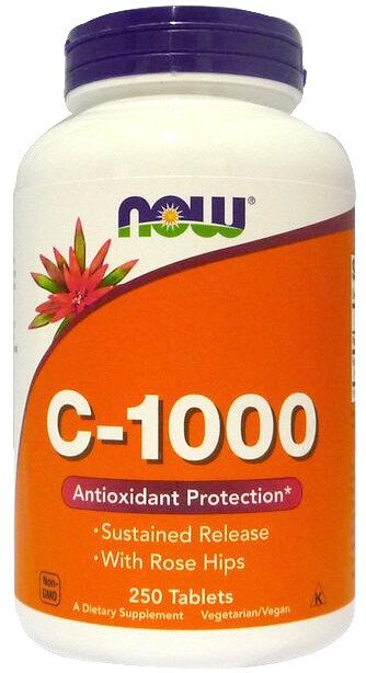 NOW Foods: Vitamin C-1000 with Rose Hips - Sustained Release - 250 tablets