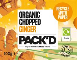 Pack'd Organic Chopped Ginger 100g